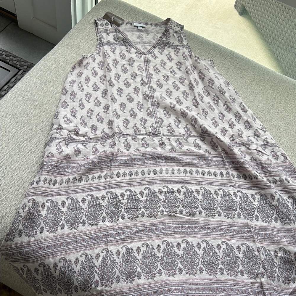J.Jill Sleeveless Patterned Dress linen med. NWT Made in Indonesia Pink purple